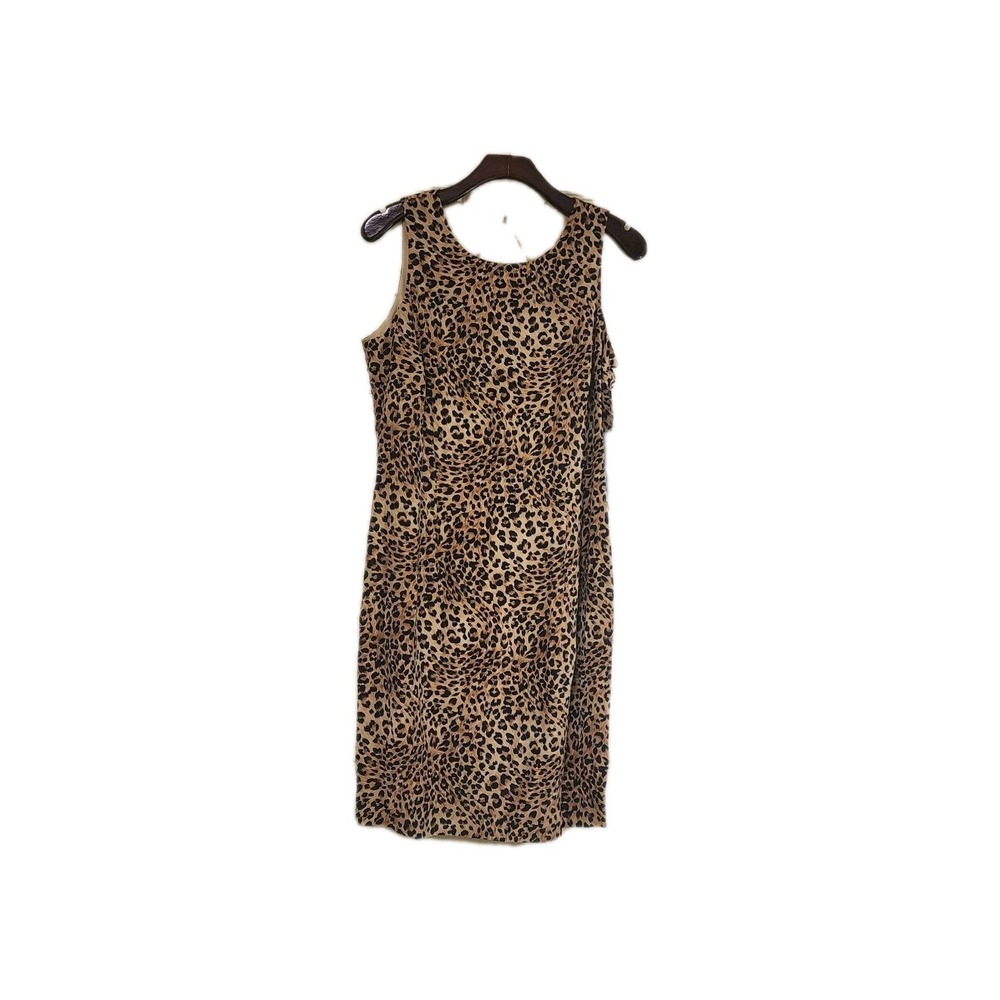Rare Vintage 90's NOS Maggy London Brown Leopard Print Dress 100 % Silk Size 12